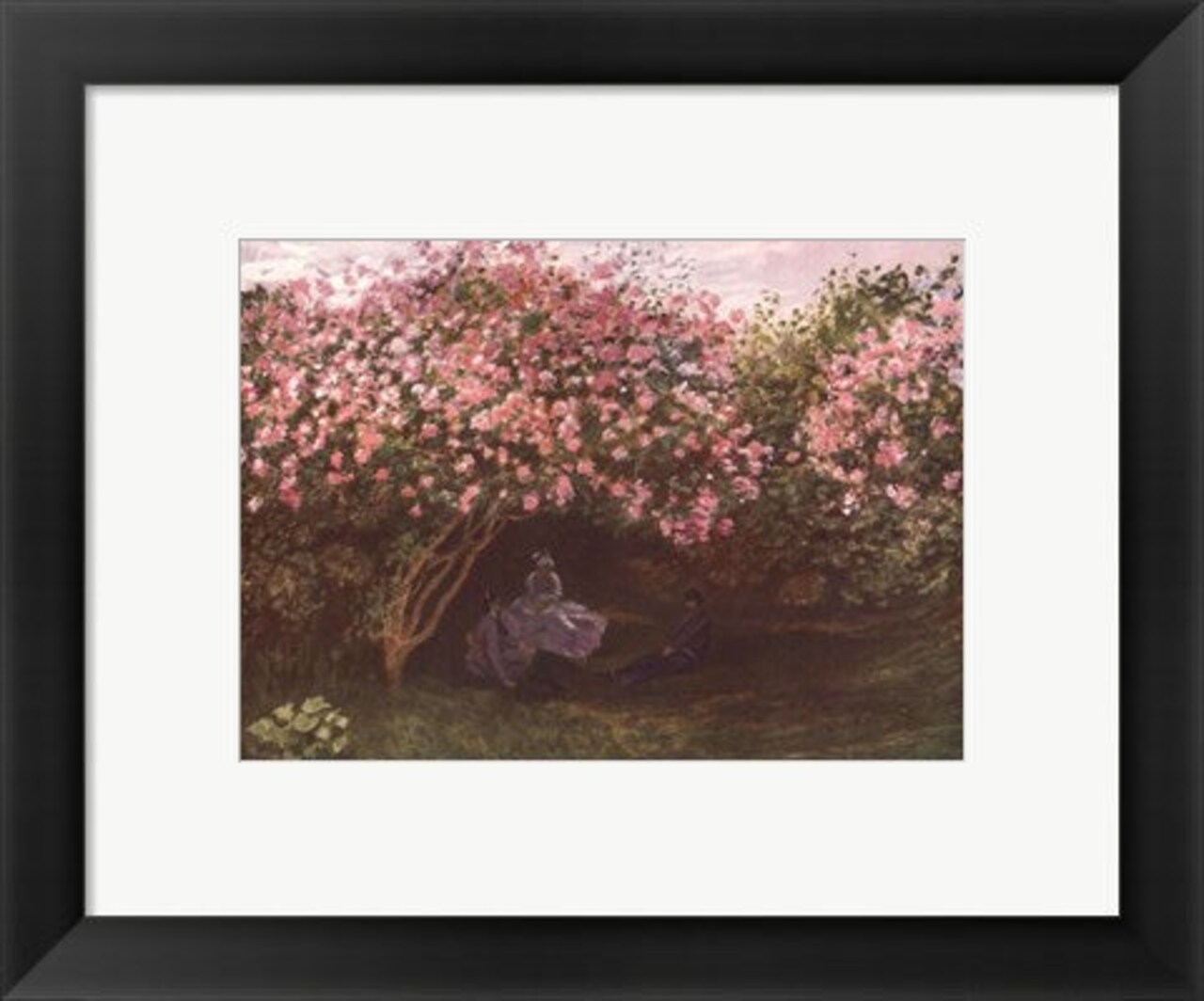 Framed Art Resting under the Lilacs by Claude Monet Wall Decor 18x24 Artwork